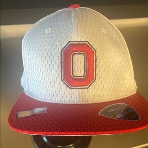 White and Red Cap with 'O' Logo